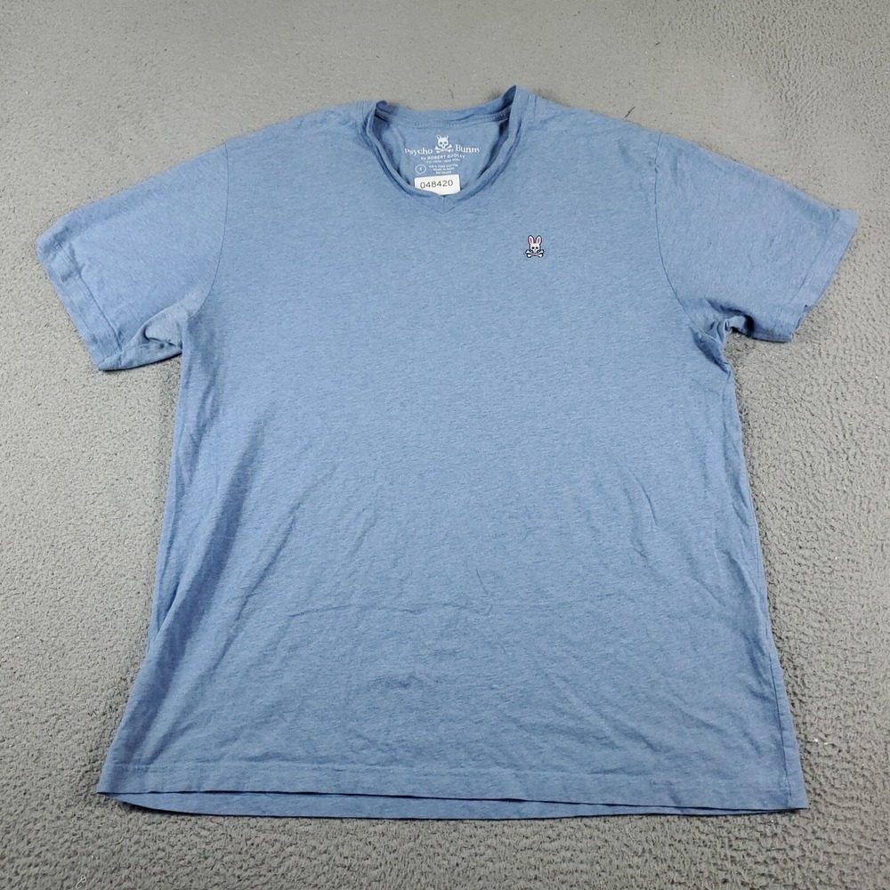 Psycho Bunny T-Shirt Mens Size 8 Blue Skull Crossbones Casual Short Sleeve *